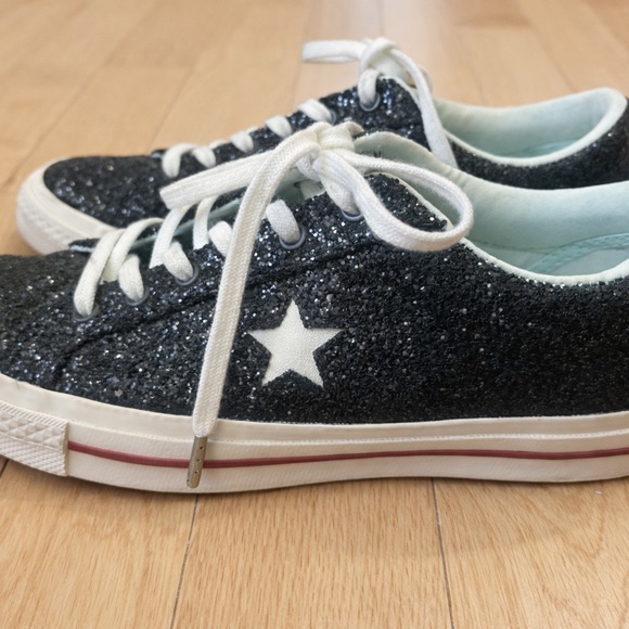 Converse x Chiara Ferragni All Star Ox Sneakers - Black Glitter Womens Size 8 - Picture 2 of 6